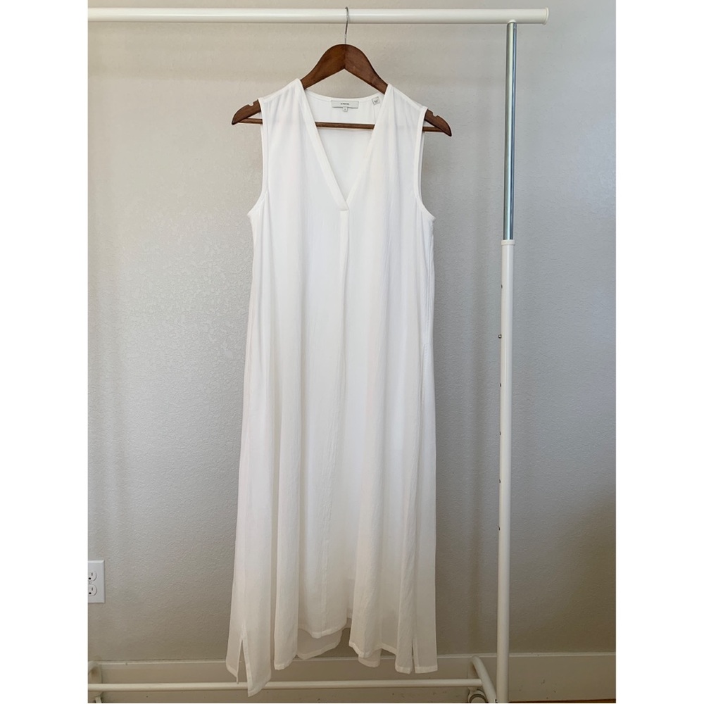Vince Cotton Voile Midi Dress – White – Fully Lined – Size S (Fits 6–8) – NWT